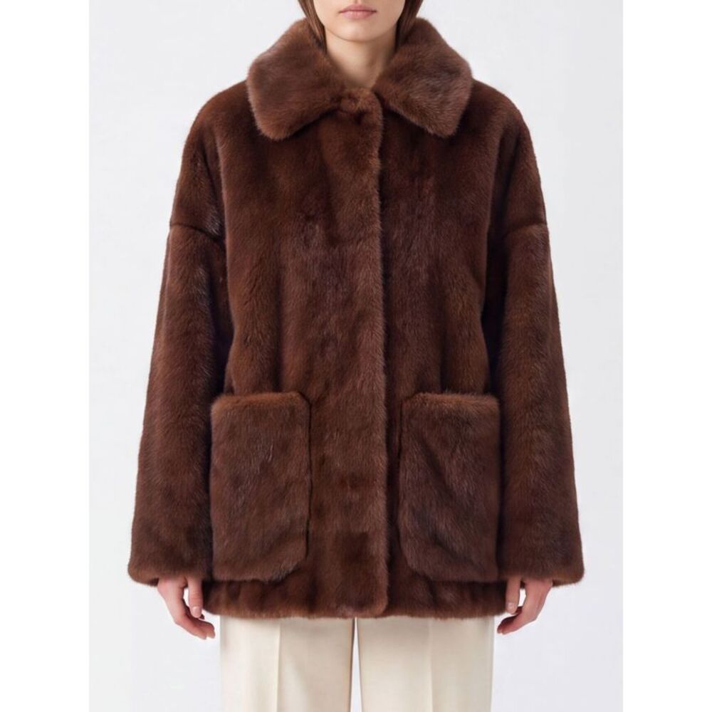Herno Women Faux Fur Coat Herno With Classic Collar And Dropped Shoulders